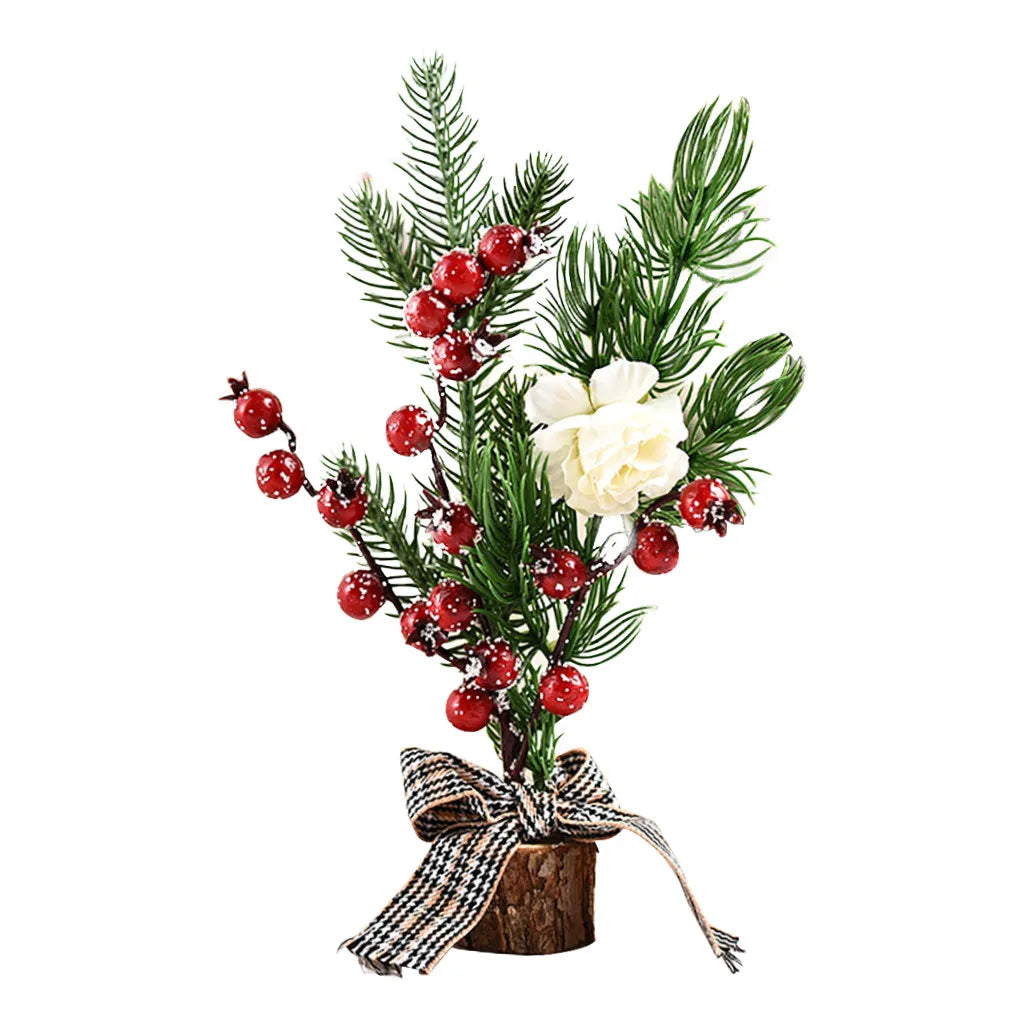Mini Artificial Christmas Tree – Tabletop Decor, Berries & Pine Cones Tabletop Christmas Tree Oasis Select