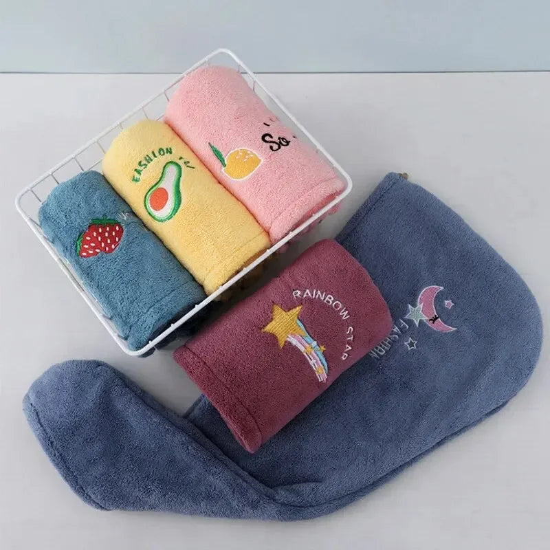 1pc Quickly Dry Hair Hat Super Absorbent Soft Bathroom Women Head Towels Girls Cute Hair Towel Hair Dry Wrap Bonnets Oasis Select