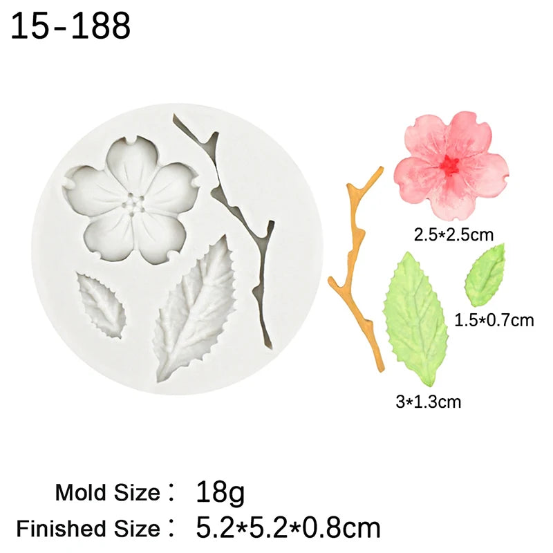 Silicone Fondant Cake Mold Rose Peach Blossom Flower Shaped Baking Chocolate Decorative Mould for Pastries 15-71 Oasis Select A3