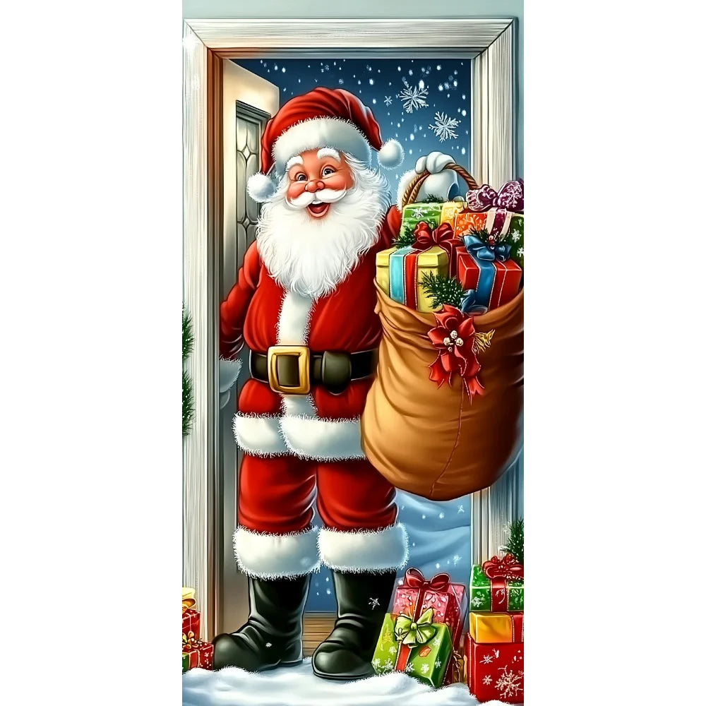 Christmas Snowman & Santa Door Cover Banner | Holiday Decor