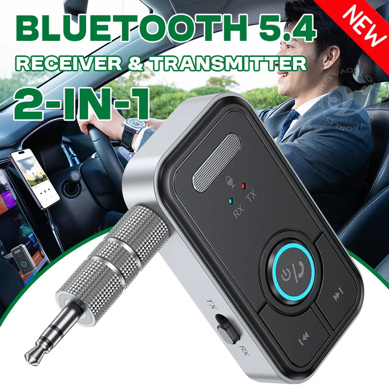 Upgraded Bluetooth 5.4 Car AUX Audio Adapter HiFi Stereo Music Wireless Receiver Transmitter 3.5MM With Mic Calling For Car Kit Oasis Select
