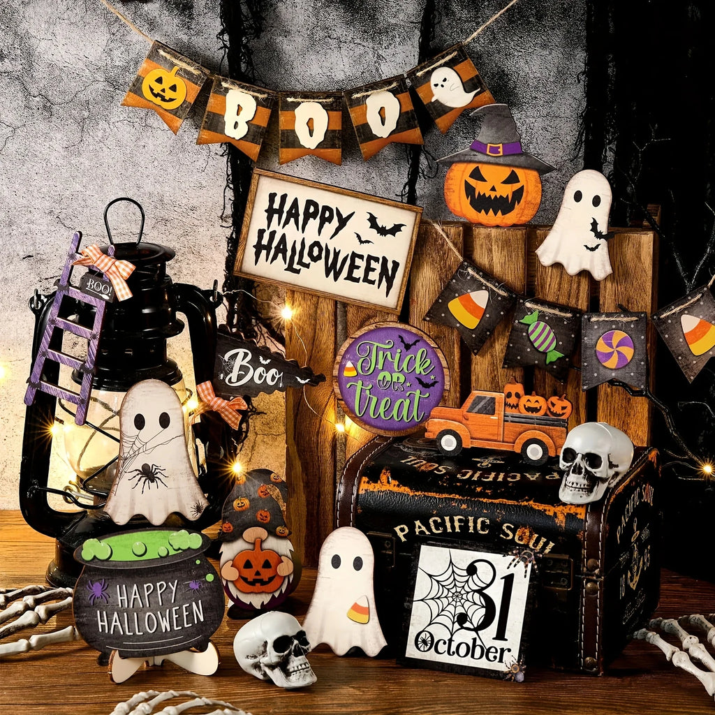 21-piece Halloween multi-layer plate decoration set, for home decoration, tabletop kitchen decoration, plates not included Oasis Select Default Title