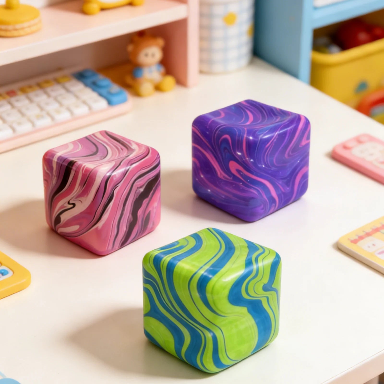 Stress Relief Cube Toy – Soft Elastic TPR Fidget Decompression Stress Relief Toy Oasis Select