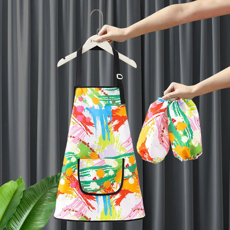 Children's Art Apron Multi-purpose Waterproof Painting Apron With 2 Sleeves And Pocket Suitable For Painting, Baking And DIY Oasis Select C-18