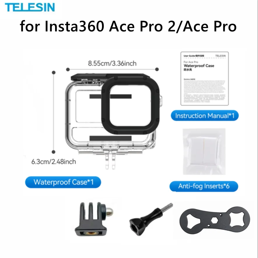 TELESIN 45M Waterproof Case for Insta360 Ace Pro & Pro 2