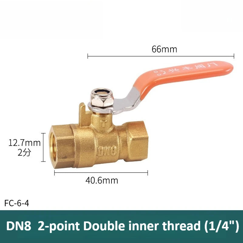 Brass Long Rod Ball Valve 1/8 "1/4" 3/8 "1/2" 3/4 "1 Inch Internal/external Thread Connector Adapter Copper Pipe Connector Oasis Select 2-point Double inner Long stem ball valve
