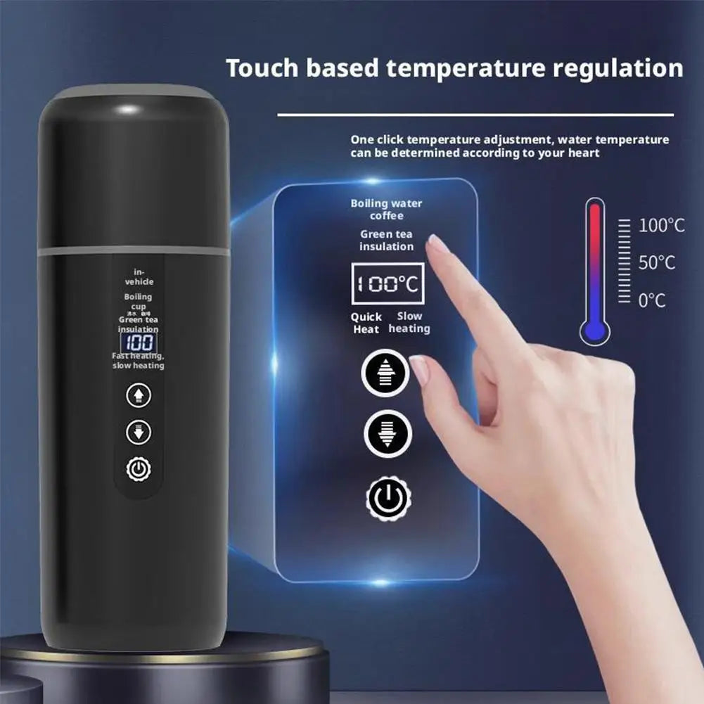 12V/24V Car Electric Kettle – Smart LCD Temp Control 500ml Car Travel Kettle Oasis Select