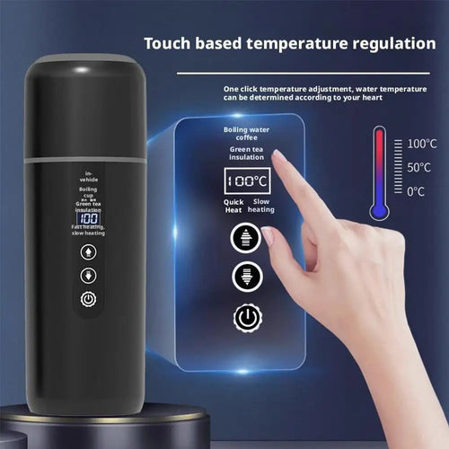 12V/24V Car Electric Kettle – Smart LCD Temp Control 500ml Car Travel Kettle Oasis Select