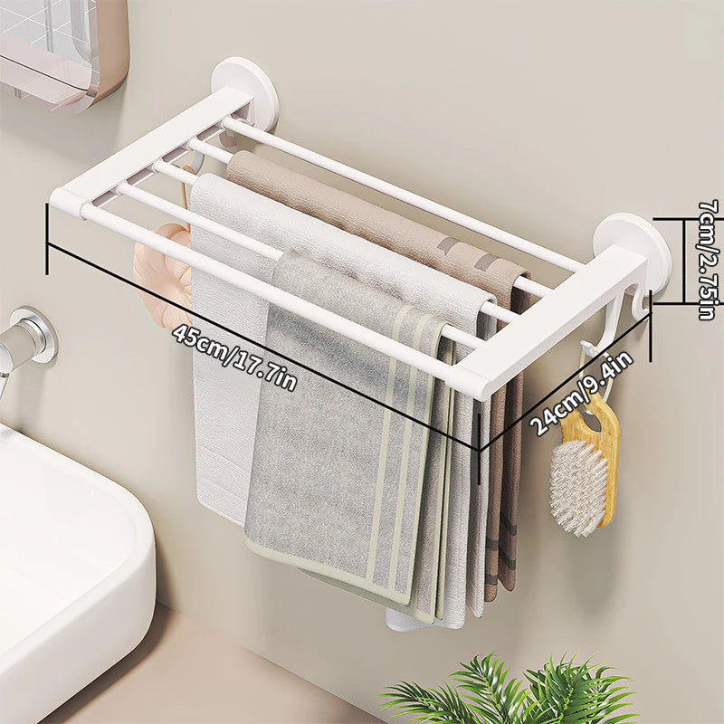 5-Bar No-Drill Bathroom Wall Storage Rack | Towel Organizer