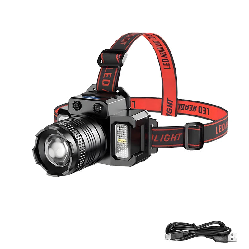 Powerful LED Headlamp USB Rechargeable Telescopic Zoomable Headlight Outdoor Waterproof Work Head Lamp High Lumen Head Torch Oasis Select T51