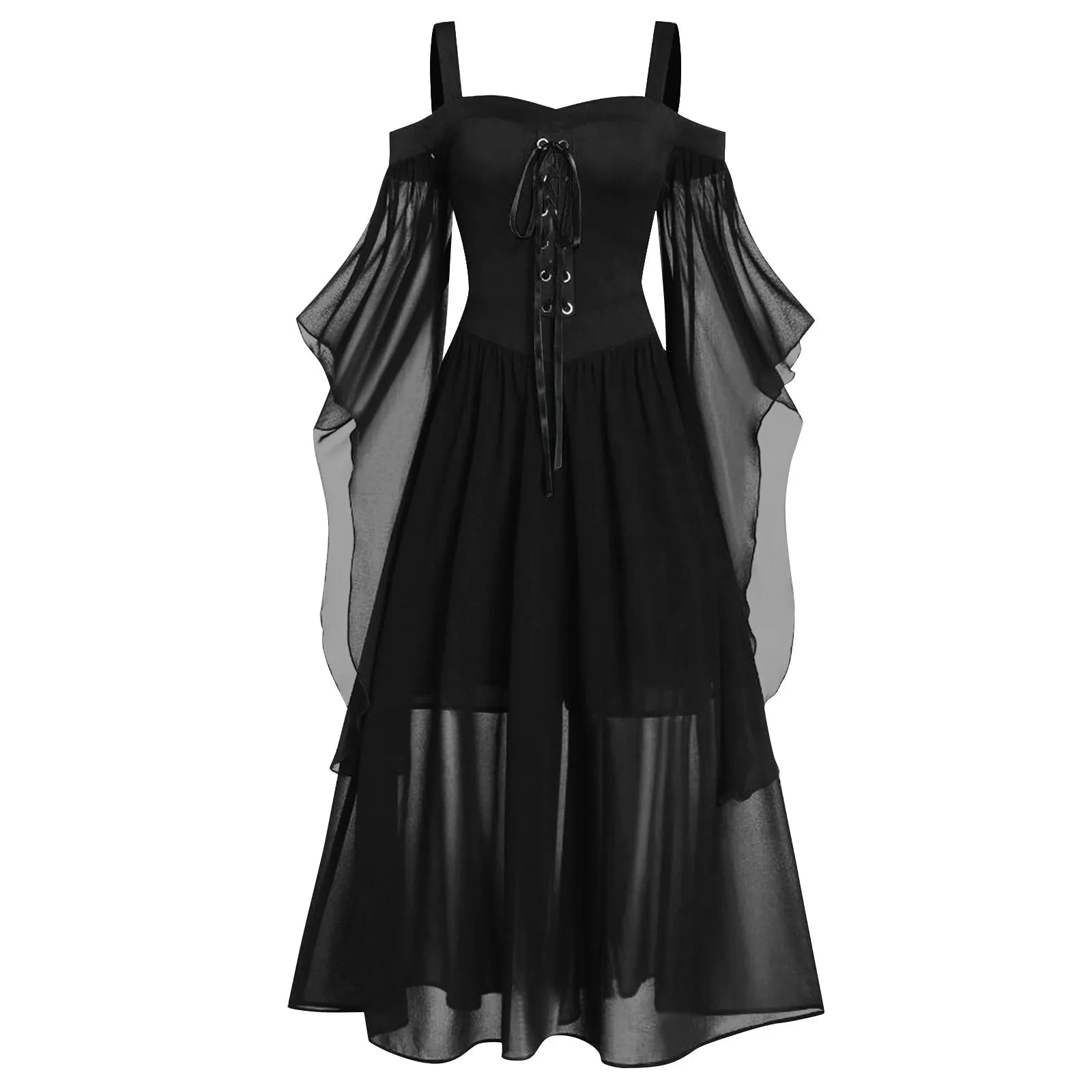 Women's Medieval Witch Gothic Dress | Plus Size Halloween Costume Halloween Costume Dress Oasis Select Black XXXL