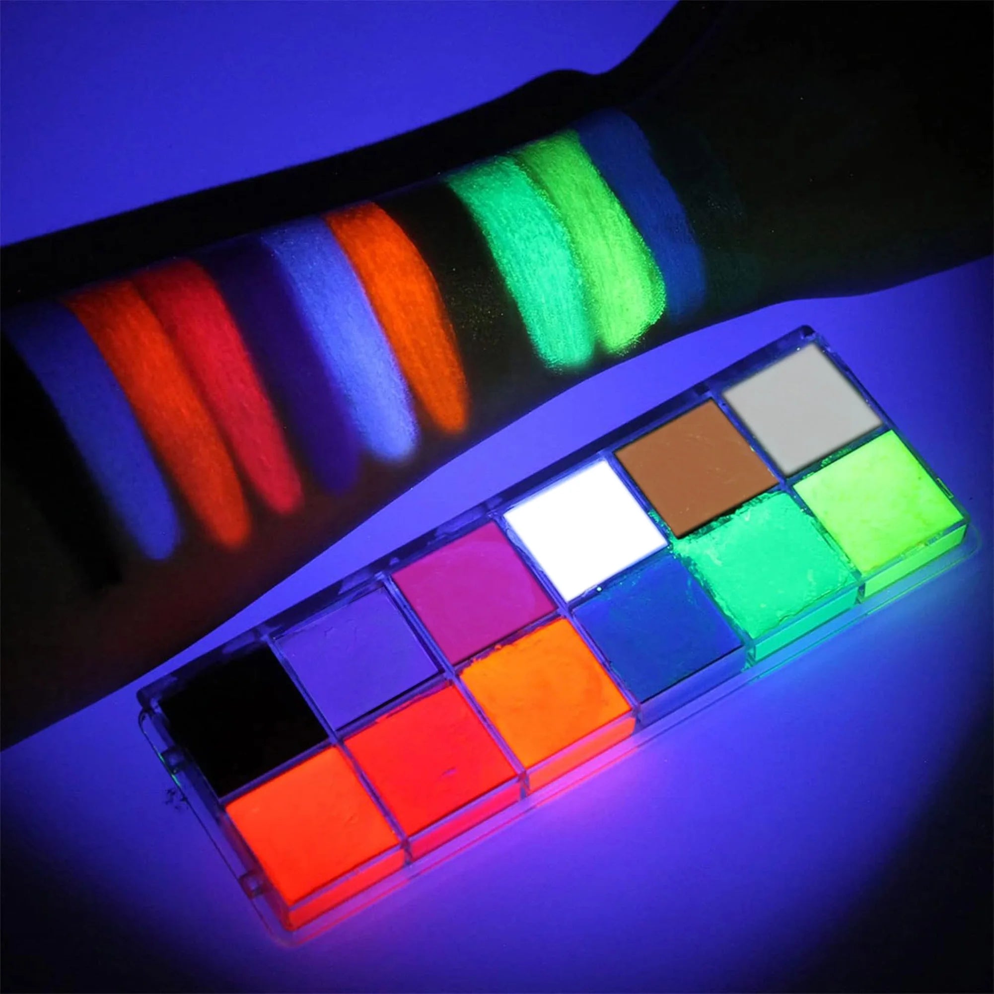 12-Color UV Glow Face & Body Paint Palette | Waterproof
