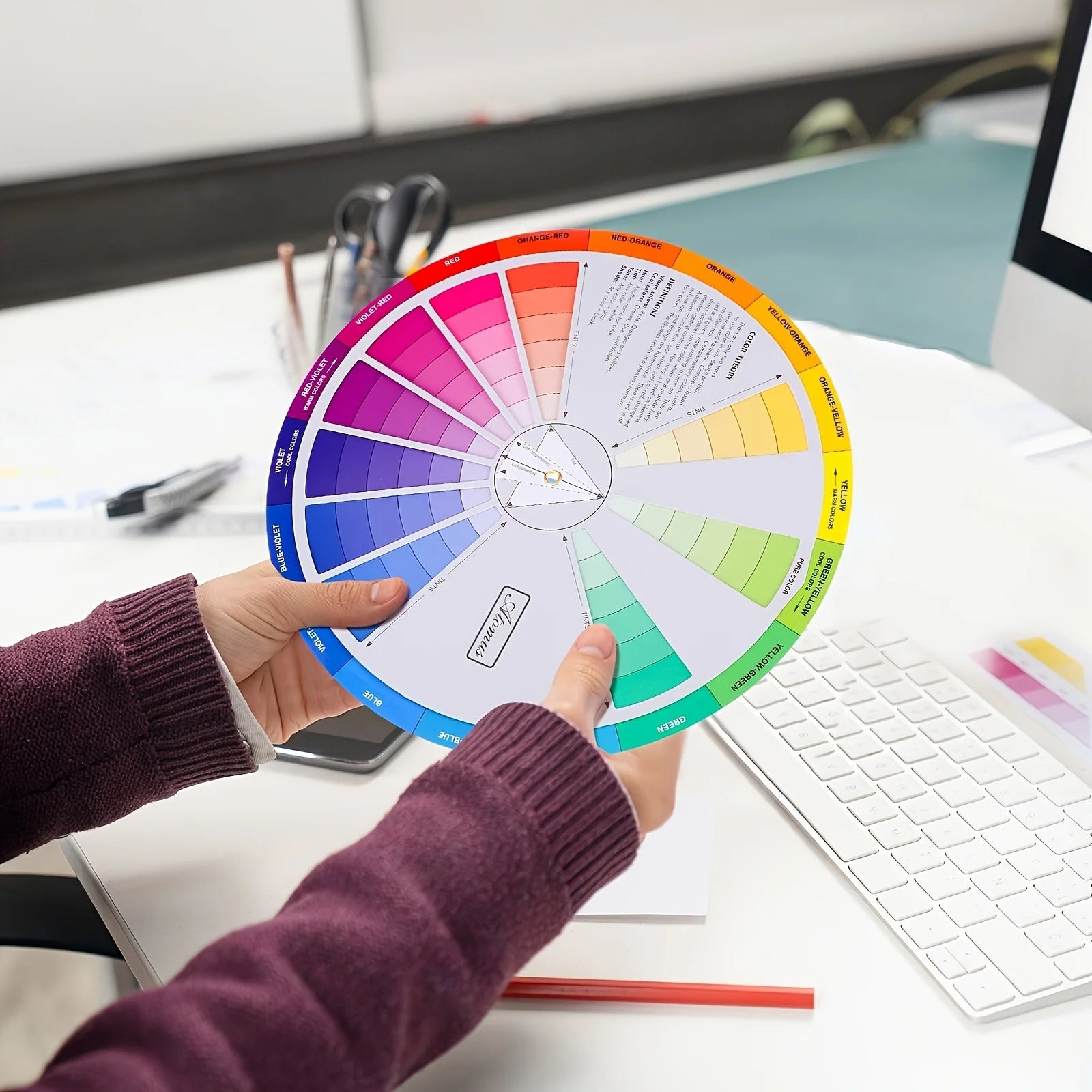 1pc International Standard Color Gradient Wheel,Creative Color Wheel and Mixing Chart -Art Teaching Tool with Color Theory Guide Oasis Select