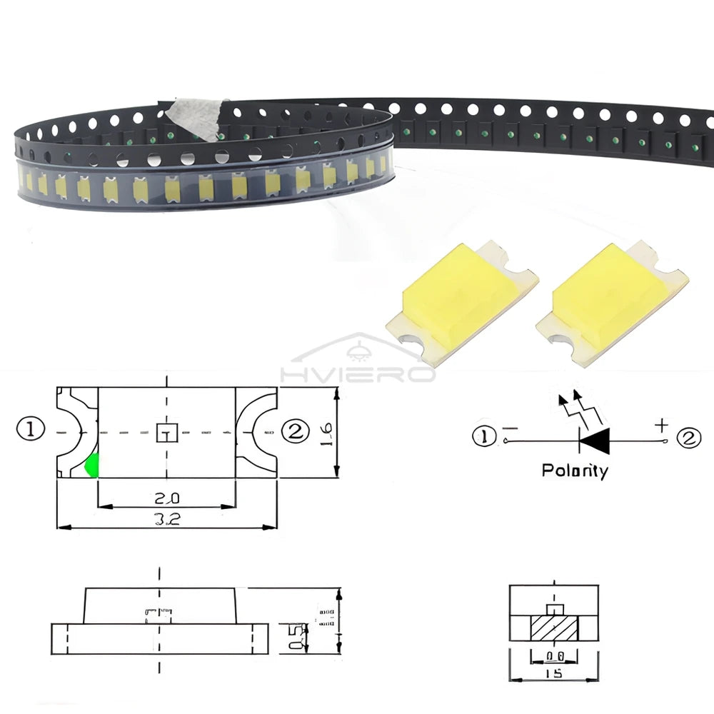 100pcs 1206 SMD LED Chip Beads – 9 Colors, Super Bright DIY