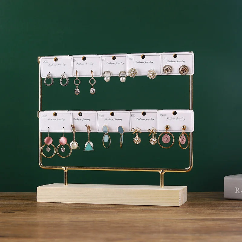 Solid Wood Iron Earring Holder Rack – Multi-Tier Jewelry Display