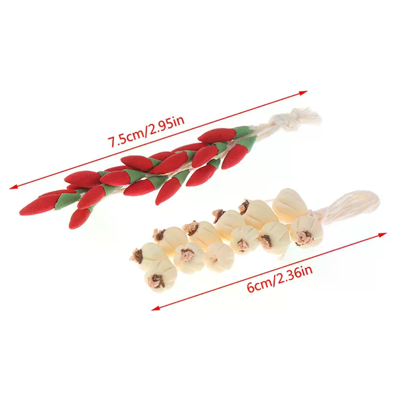 1String 1:12 Dollhouse Miniature Garlic Chili Pepper Whole String Condiment Kitchen Food Model Living Scene Decor Toy Oasis Select