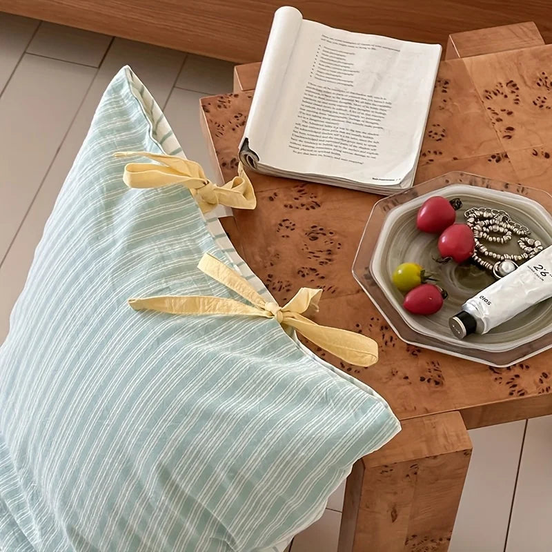 48x74cm Double Sided Stripes Bow Pillow Cases Soft Comfortable Covers Cotton Pillow Cover Pillow Sham Beds Home Decoration gifts Oasis Select