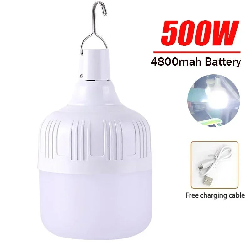 Solar Powered Lamps Portable Led Bulbs 80-500W LED Energy Saving Light for Outdoor Camping Tent Night Fishing Emergency Lights Oasis Select Conventional style E