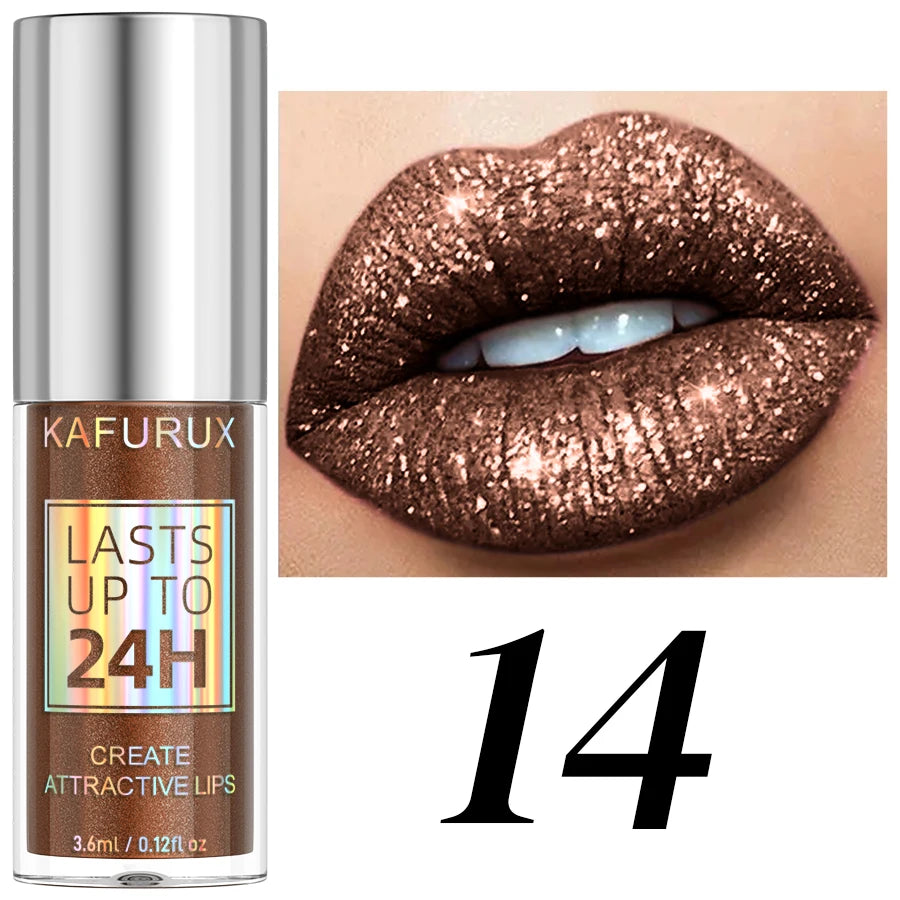 KAFURUX 20-Shade Glitter Liquid Lipstick & Diamond Lip Gloss