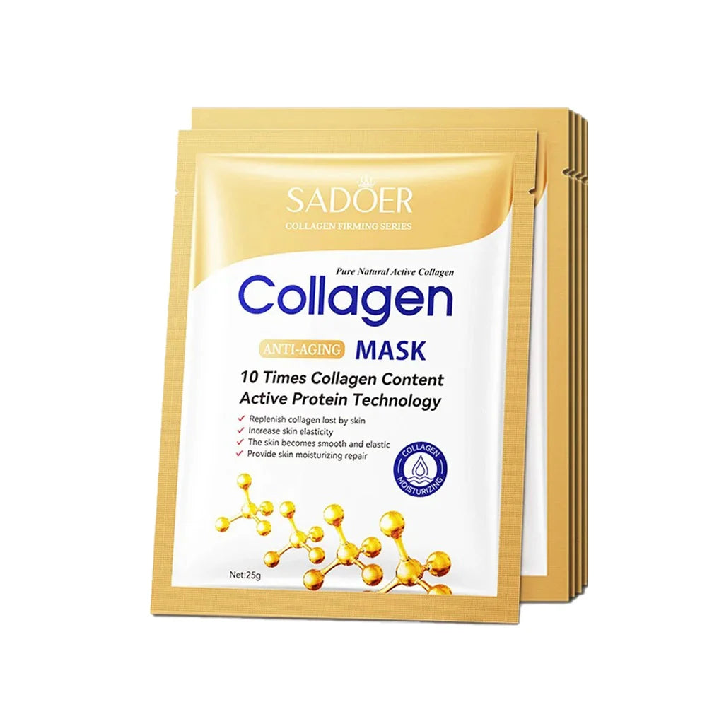 5/10Pcs SADOER Collagen Facial Mask Hydrating Firming Glowing Nourishing Soft Skin Care Sheet Mask Oasis Select