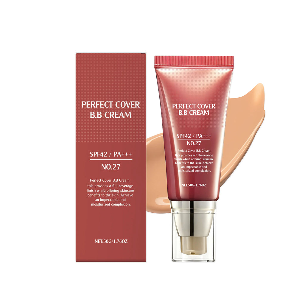 Perfect Cover BB Cream Full Coverage Oil Control Brighten Skin Tone Fading Blemishes Lightweight Natural Makeup Face Concealer Oasis Select Light Coffee