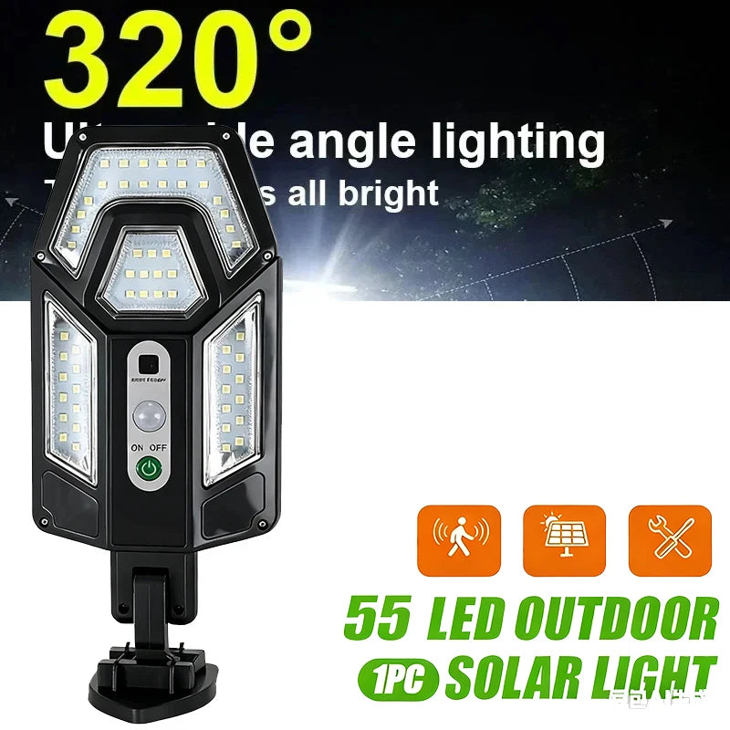 LED Solar Street Wall Lights Waterproof Induction Solar Powered Lamp for Outdoor Garden Patio Path Yard Garage Torch with Remote Oasis Select