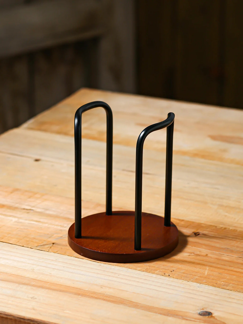 Bamboo & Aluminum Desktop Cup Holder for Coffee & Tea
