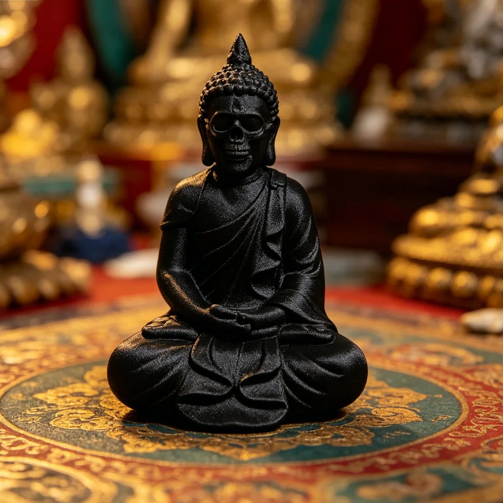 Buddha Skull Figurines Meditation Zen Gothic Style Statue Mystical Skeleton Buddha Ornaments for Home Tea Room Altar Decor Gifts Oasis Select
