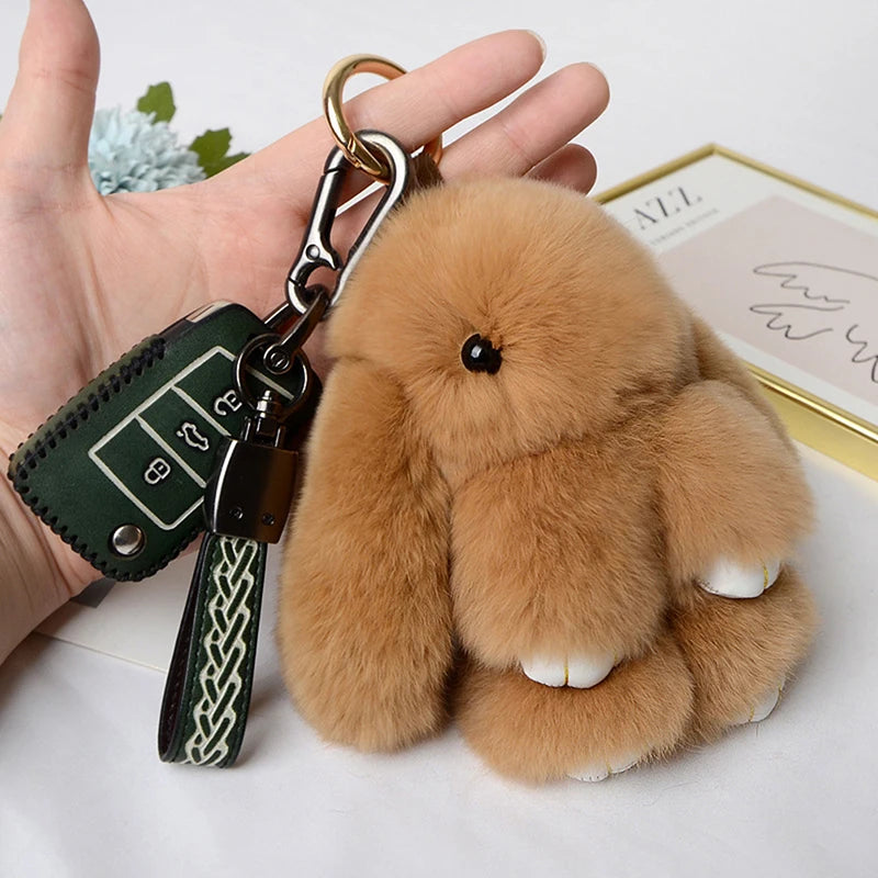 15cm Gifts Rabbit Fur Keychain Women Bag Car Key chain Pendant Decoration Jewelry Bags Hangings Accessories Oasis Select
