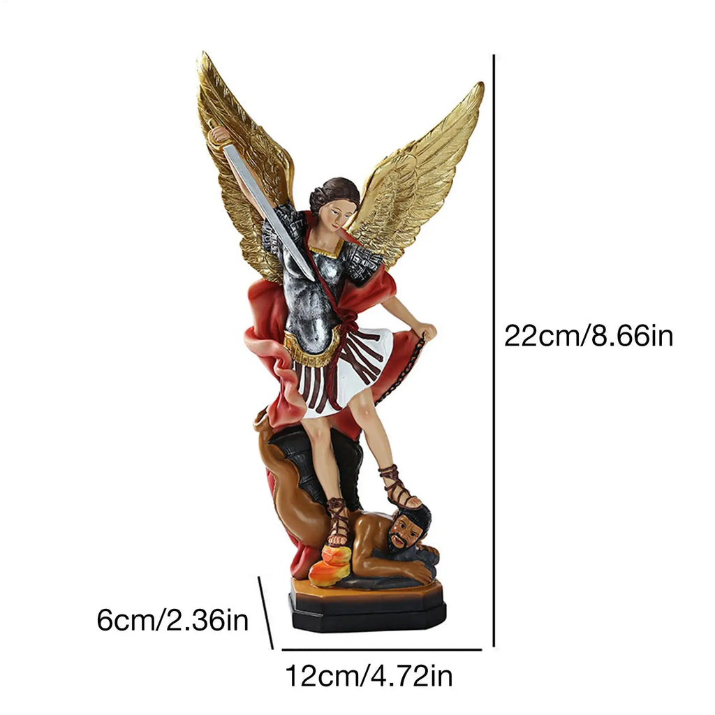 Archangel Michael Figurine St. Michael SanMiguel Arcangel Colored Statue SanMiguel Arcangel Statue Michael Archangel Defeated Oasis Select