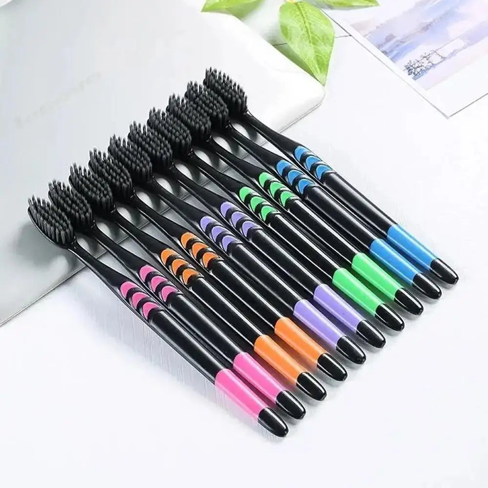 10-Pack Bamboo Charcoal Toothbrushes – Ultra Soft for Adults Charcoal Toothbrush Set Oasis Select