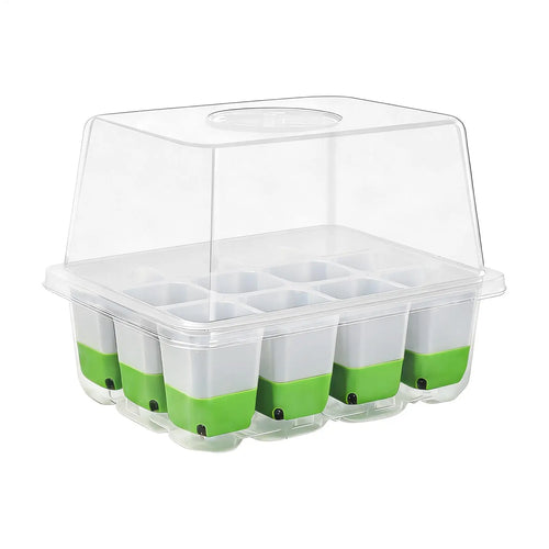 pots 12-cell Seedling Starter Tray Indoor Garden Greenhouse Growth Potting with Cover Adjustable Humidity Germination Box Oasis Select