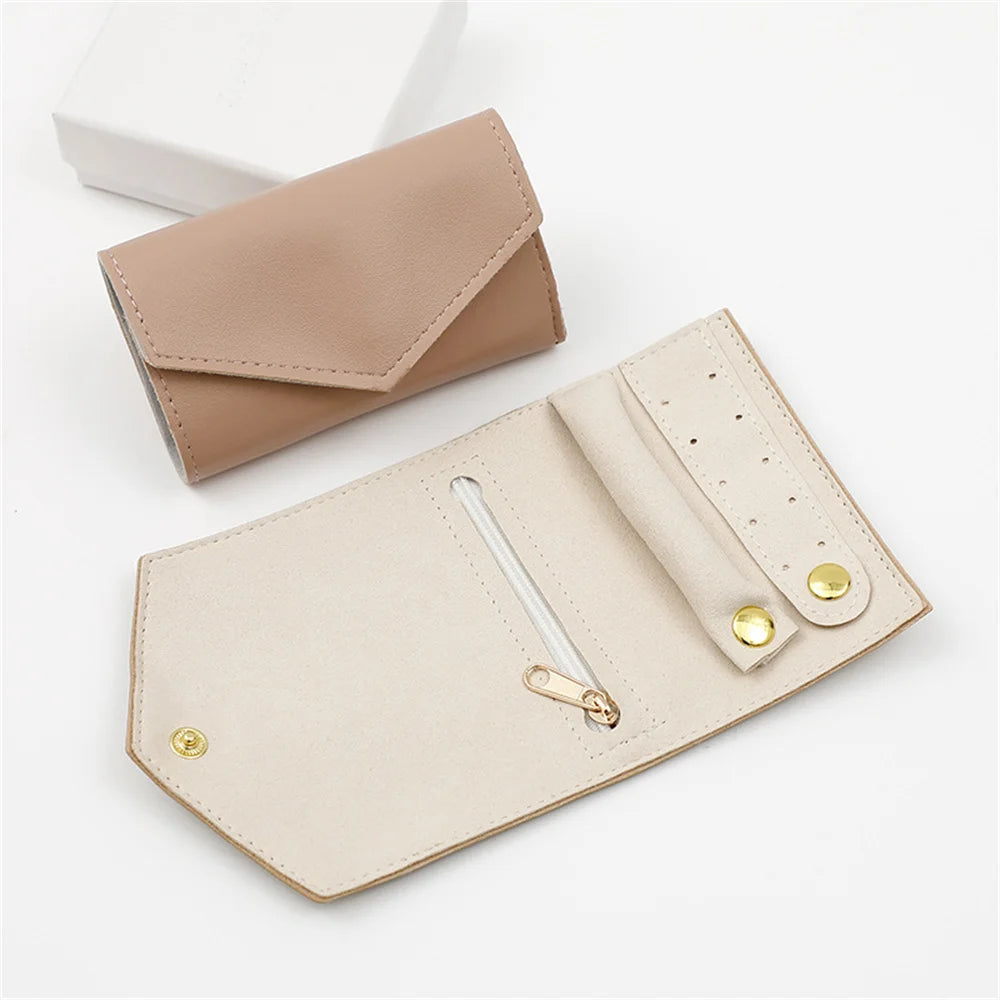 Portable Jewelry Organizer Bag for Women Travel Multi-functional Earrings Ring Necklace Storage Bag PU Creative Jewelry Roll Oasis Select Pink