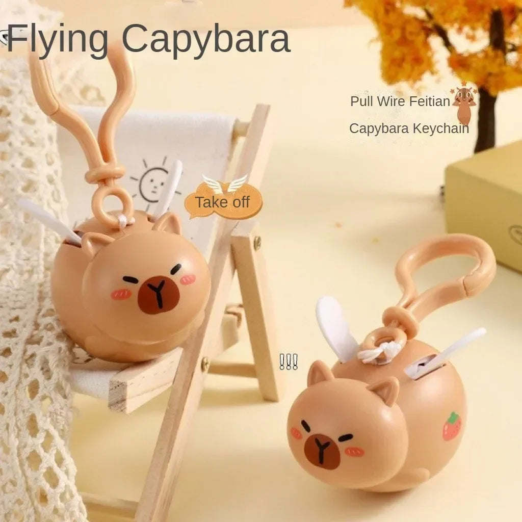 1-20PCS Kapybara Toys Creative Pull String Flying Kapybara Bag Pendant Car Keychain Pendant Decompression Kapybara Doll Keychain Oasis Select