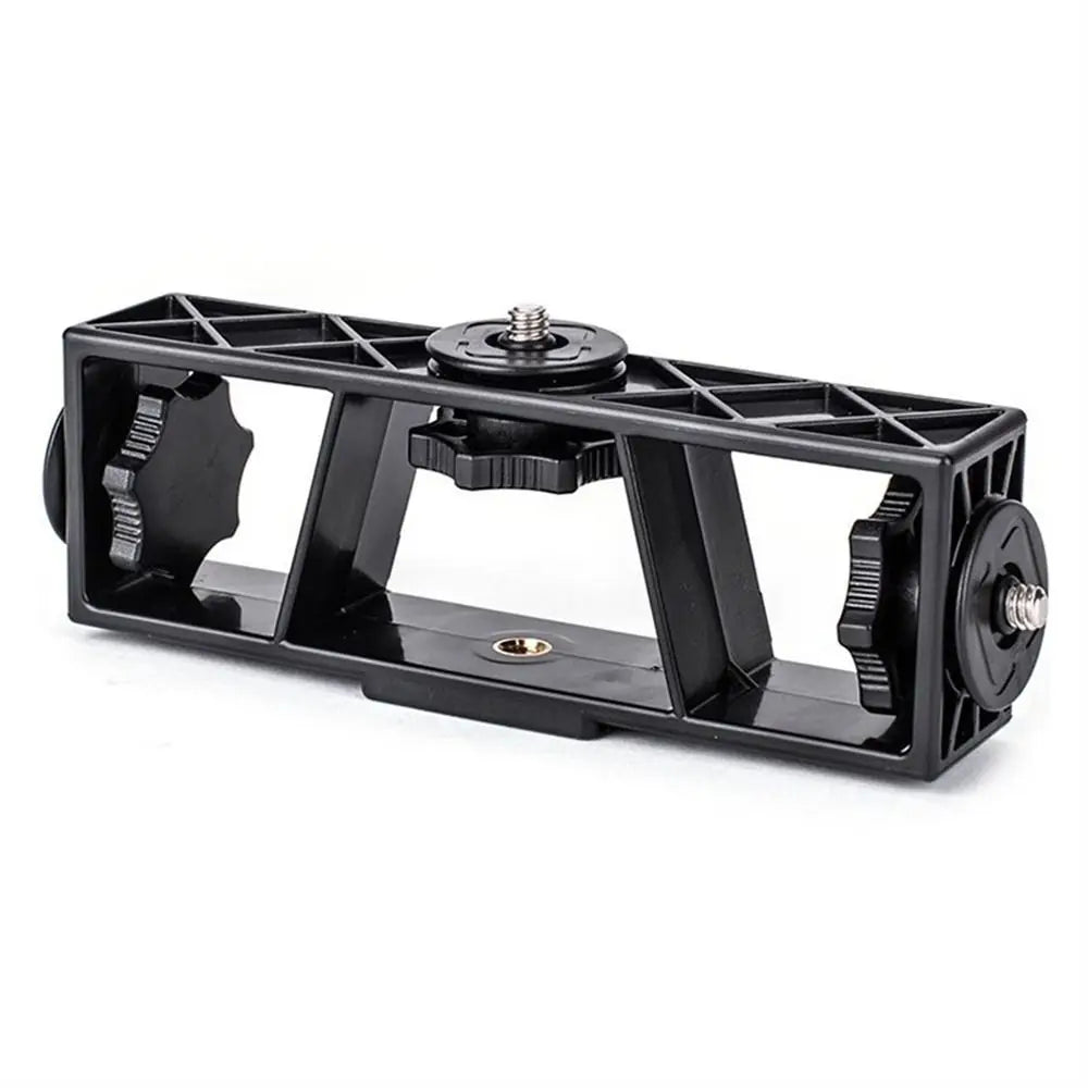3-Position Stand Clip Bracket Holder Mobile Phone Clamp Tripod 1/4" Mount for Smartphones Mic Fill Lights Live Broadcast Oasis Select black