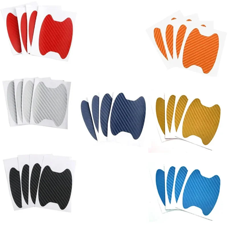 4 pcs/Set Car Door Sticker Carbon Fiber Scratches Resistant Cover Auto Handle Protection Film Exterior Styling Car Accessories Oasis Select Random 12pcs