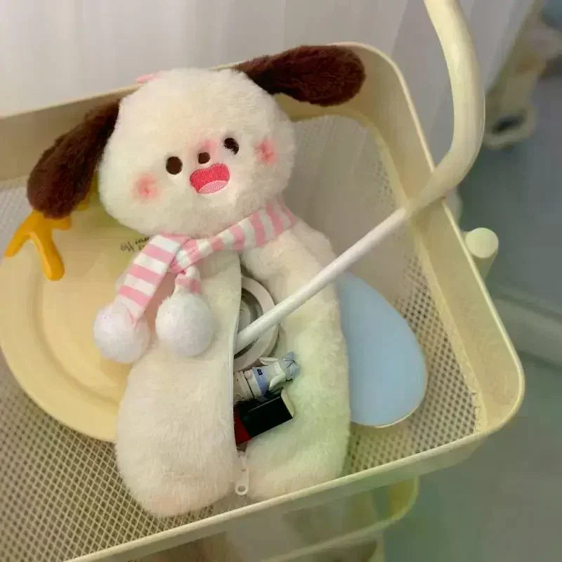 1Pcs Cute Animal Pencil Box Cartoon Puppy Plush Doll Pencil Case Large Capacity Stationery Storage Bag Makeup Bag Oasis Select
