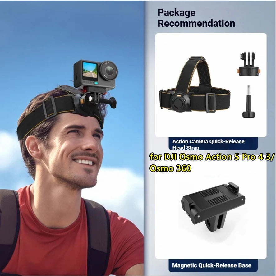 Magnetic Head & Chest Mount for DJI Osmo & Insta360 Cameras