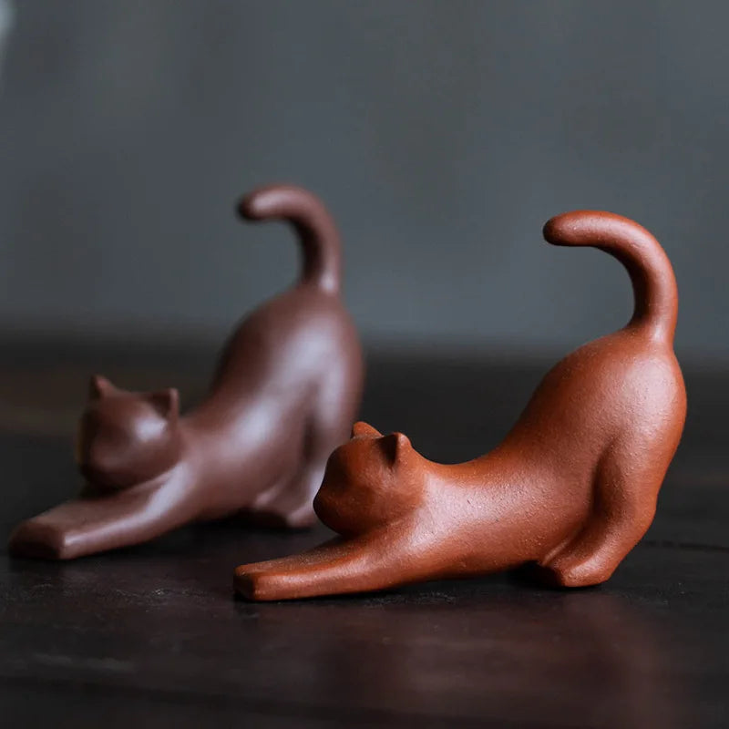 Tea Pet Cat Ornament Handmade Kung Fu Tea Accessories Tea Play Tea Set Creative Lucky Cat Pen Holder Tea Tray Oasis Select