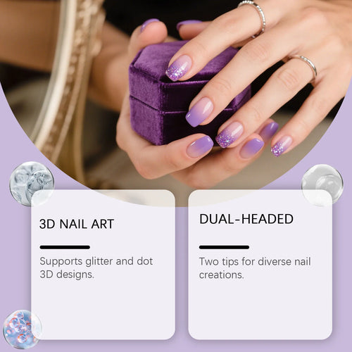 Nymixa 3 PCS Dual Head Silicone Nail Art Pen Glitter Pickup 3D Dot Line Drawing DIY Gel Manicure Tools Modeling Painting Design Oasis Select