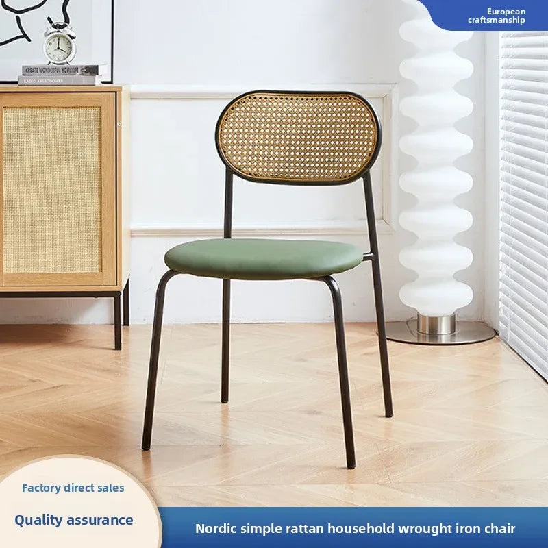 Household rattan dining chair B & B Hotel Cafe Rattan chair Internet celebrity back chair Milk tea shop Leisure rattan chair Oasis Select