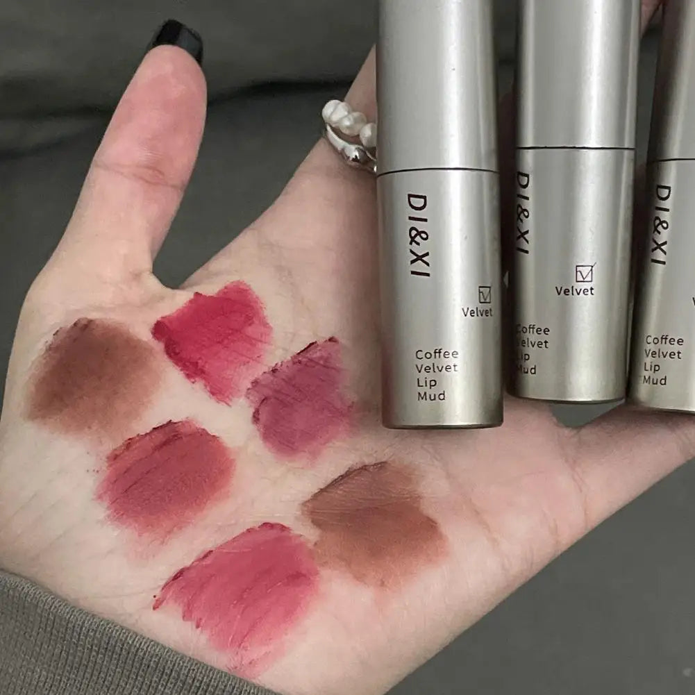 Dark Brown Silver Tube Lip Gloss Matte Velvet Waterproof Liquid Lipstick Nude Coffee Brown Lips Tint Mud Makeup Glaze Cosmetics Oasis Select