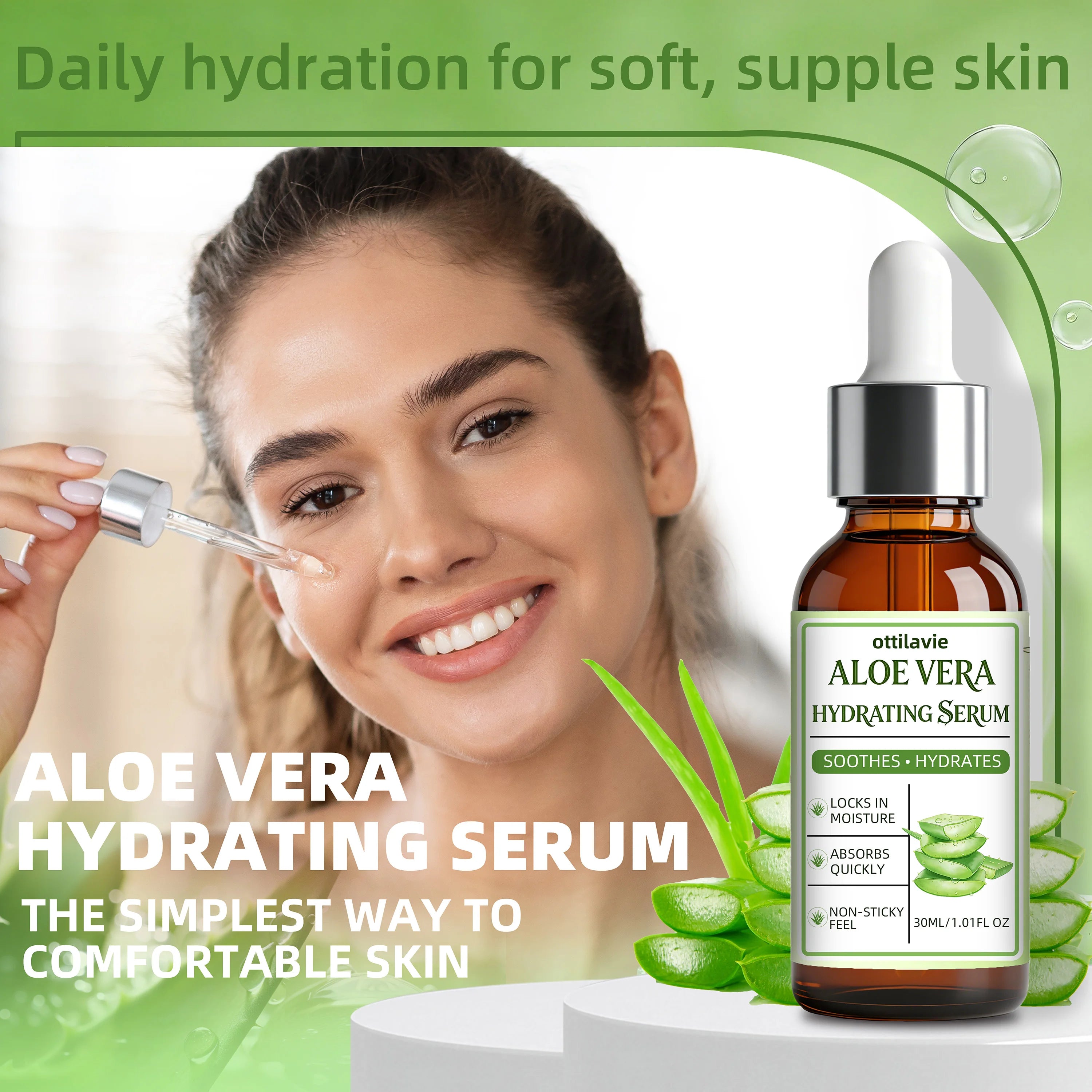 Ottilavie Aloe Vera Hydrating Face Serum – All Skin Types Hydrating Face Serum Oasis Select