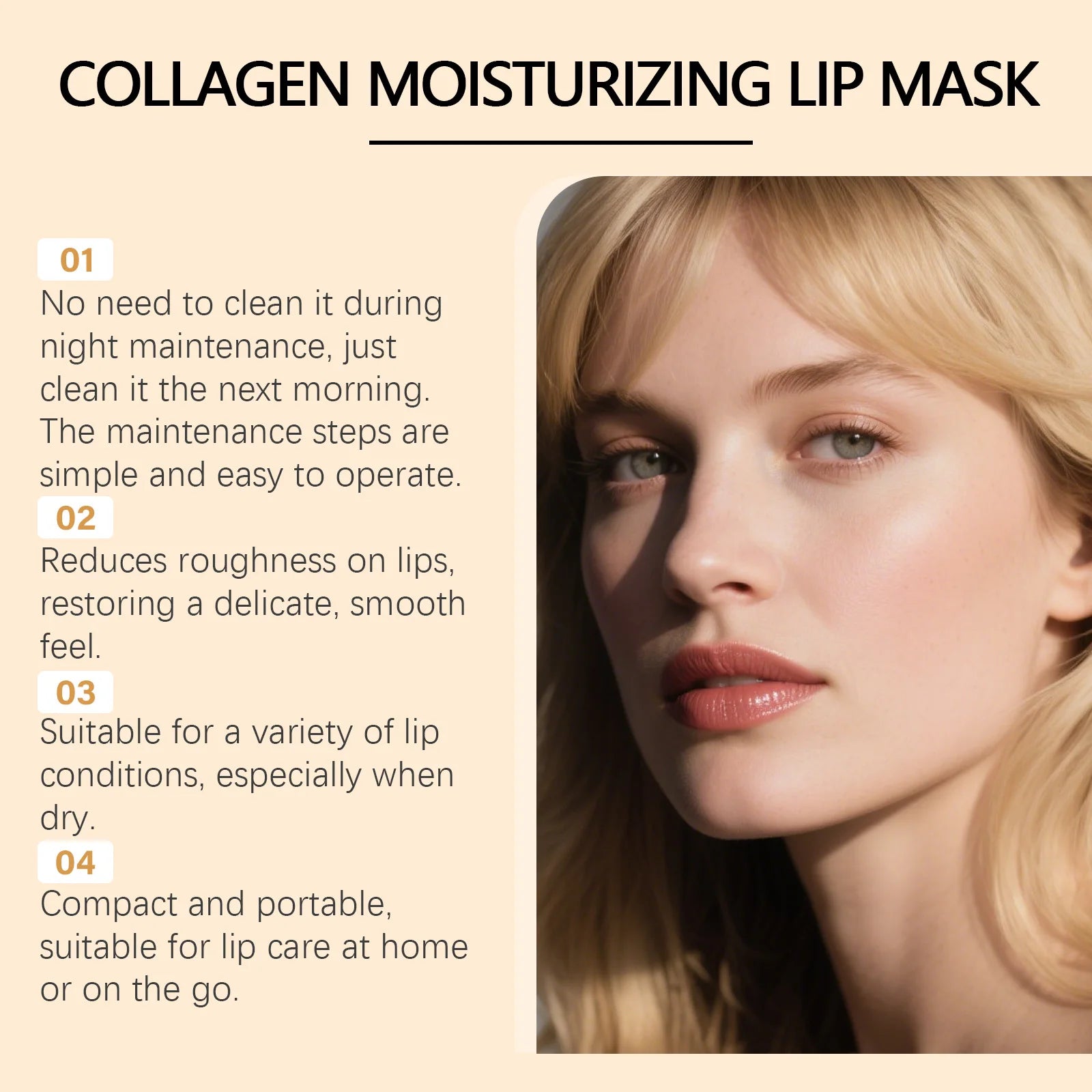 Collagen Lip Mask Overnight Repair Moisturizing Nourishing Treatment for Dry Flaky Lips Women's Lip Care Essential Fade Lip Line Oasis Select