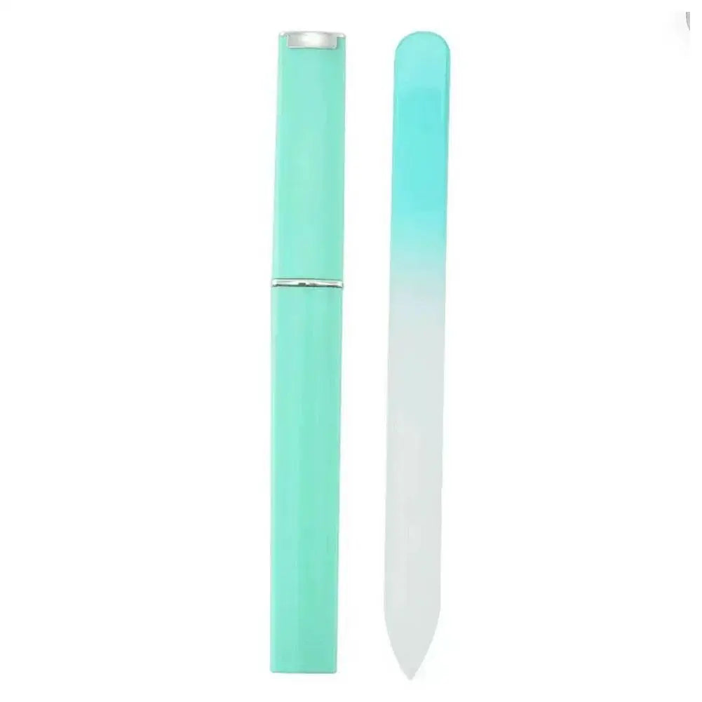 Glass Nail Files for Natural Nails Double Side Polish Crystal Fingernail File with Case Manicure Salon Nail Care for Women Girls Oasis Select green