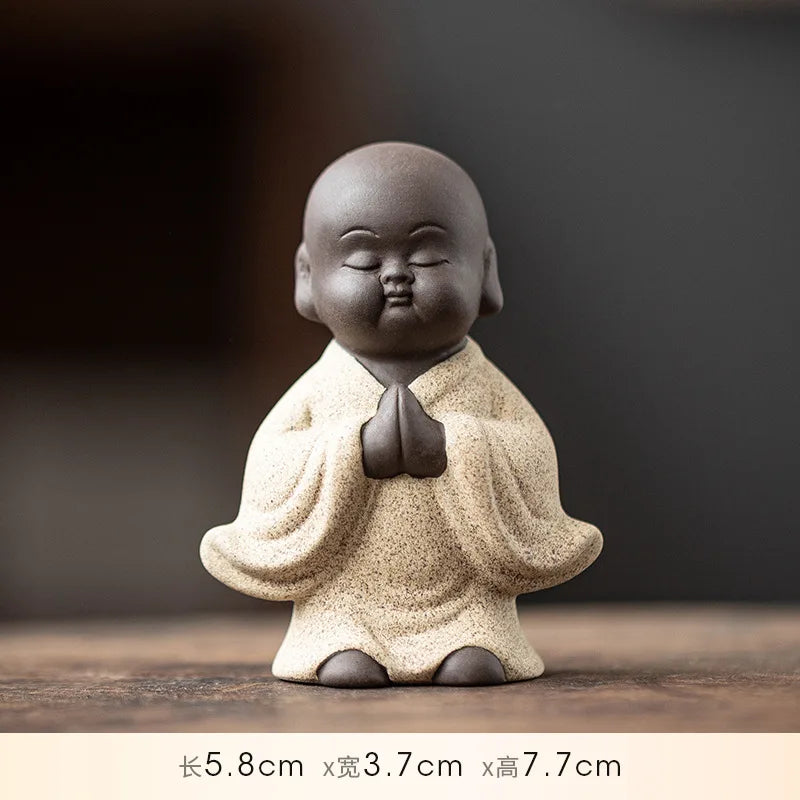 Creative Purple Clay Little Monk Zen Figure Cute Small Novice Desktop Decoration Tea Table Tea Ceremony Tea Pet Ornament Oasis Select 2