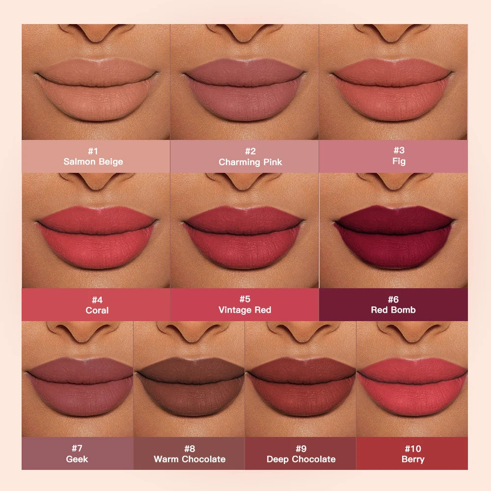 10 Shades Nude Blurring Lip Tint 2-in-1 Lightweight Long-Lasting Non-sticky Velvet Lip & Cheek Blush Lipgloss Daily Cosmetics Oasis Select