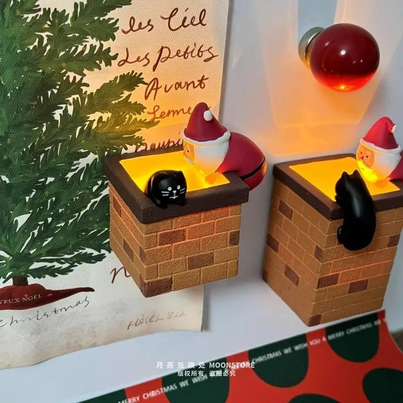 A Glowing Chimney Magnetic Fridge Magnets Creative Christmas Gifts Santa Claus Night Light Decorations Oasis Select