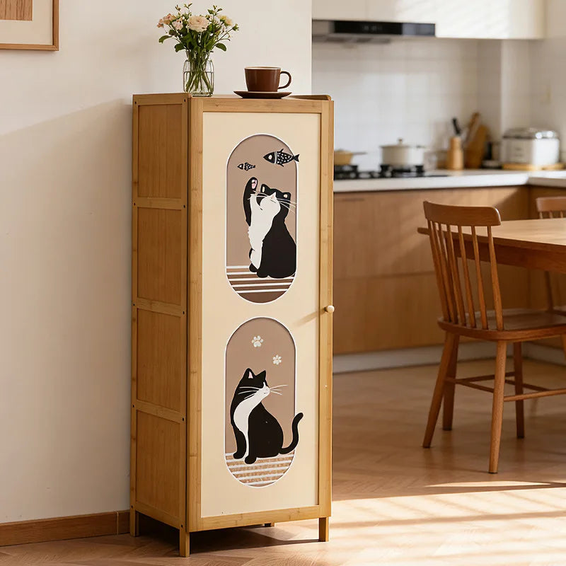 Bookshelf Floor-to-ceiling simple living room Small storage cabinet Household storage cabinet With door Crack storage cabinet Oasis Select
