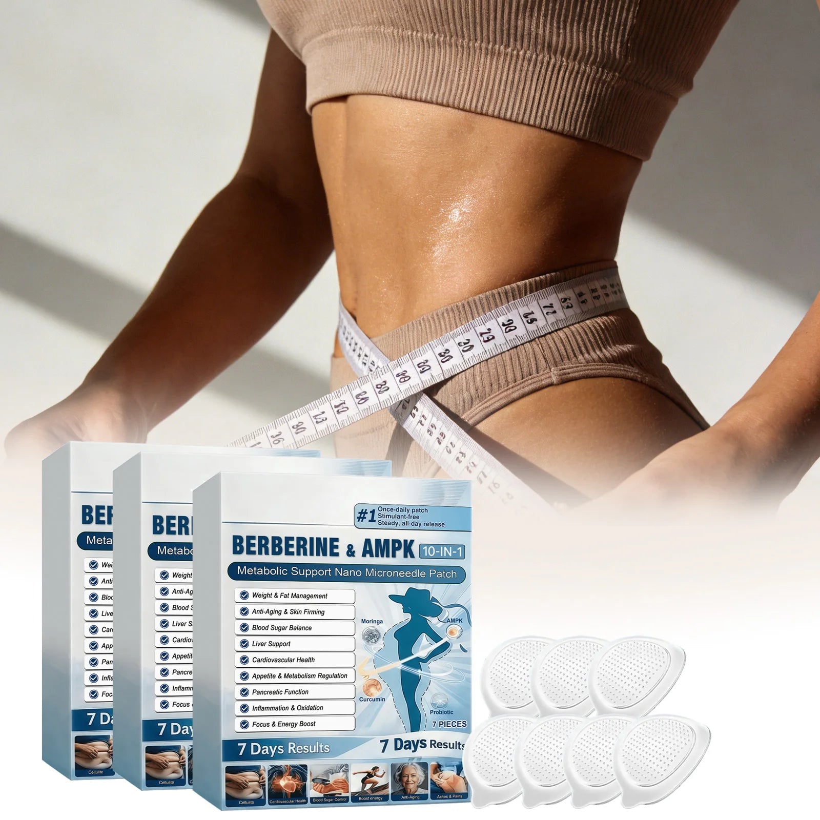 Berberine AMPK 10-in-1 Care Support Nano Microneedle Patch Show Graceful Lines And Protect The Skin All Over The Body Oasis Select